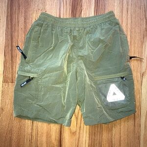 PALACE Cripstop Grid Shorts Olive Green Yellow Medium